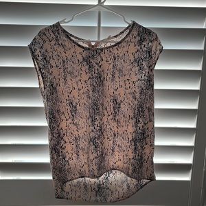 Blue and pale beige blouse
